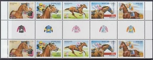 MINT 2002 CHAMPIONS OF THE TURF HORSE RACING STAMP GUTTER BLOCK OF 10 - Picture 1 of 1
