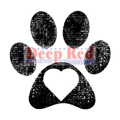 Deep Red Stamps Pawprint Rubber Cling Stamp - Image 1 of 3