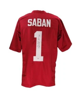 Camiseta de fútbol americano autografiada por Nick Saban Alabama PSA/DNA 192675 - Imagen 1 de 5