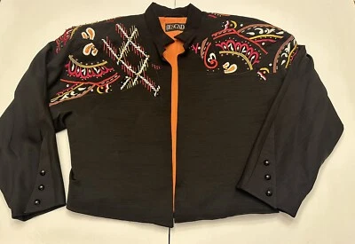 复古 80 年代 ESCADA Margaretha Ley SZ 38 黑色装饰 Bolero 风格夹克 — 第 1/4 张图片