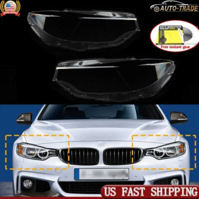 For BMW F32 F33 F36 2013-2016 Front Headlight Clear Lens Cover+Glue Left+Right Foto 1 de 4