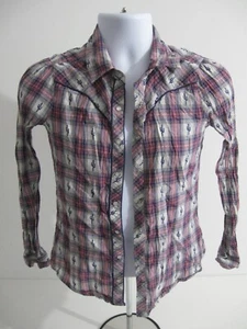 HENRY HOLLAND WOMENS LONGSLEEVE PLAID CHECK CACTUS SHIRT PINK SIZE 10 - Picture 1 of 5