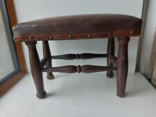 Leather look  studded foot stool antique