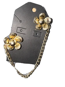 Cárdigan vintage con clip para suéter tono dorado cuello solapa flores cadena - Imagen 1 de 5