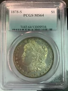 PCGS MS 64 1878 s Morgan Silver Dollar-Semi PL Obverse (PQ) - Picture 1 of 2