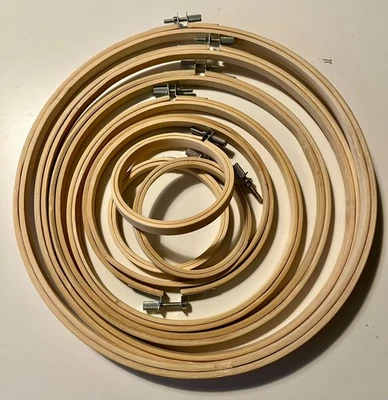 Job Lot Of Wooden Embroidery Hoops - Mixed Sizes - Bundle of 8 - Image 1 of 4