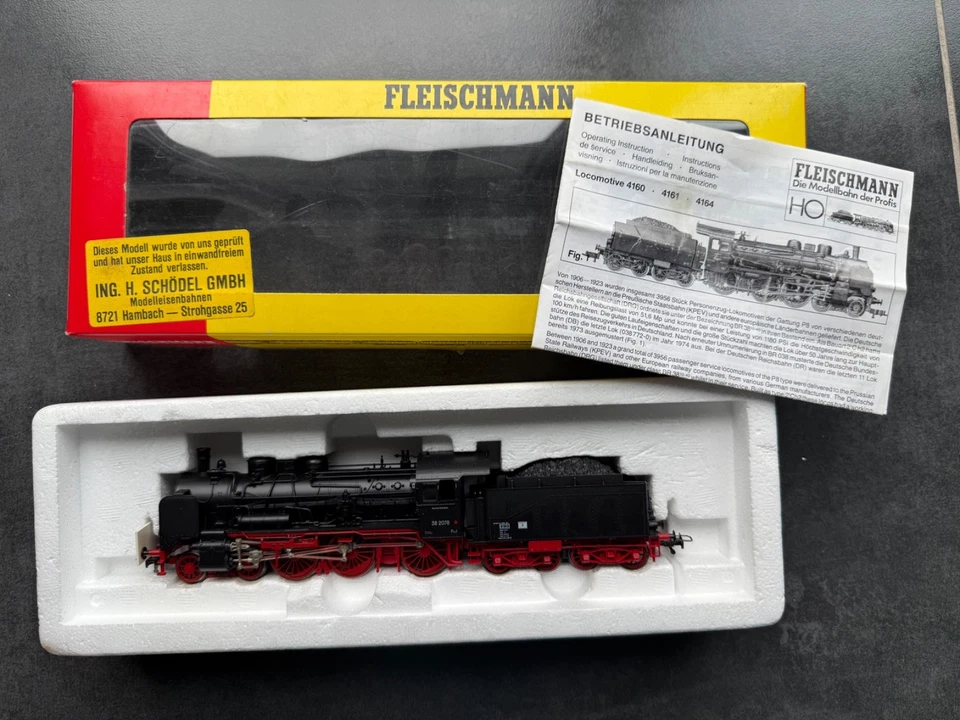 Fleischmann 4164 Dampflok BR 38 2078 Spur H0 DR  in OVP neuwertig - Bild 1 von 4