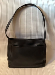 Vintage Coach 9310 Bleeker Black Leather Shoulder Bag 90s Zip Bucket Purse - Picture 1 of 12