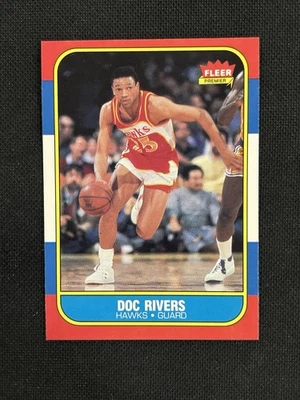 1986-87 Fleer 篮球 #91 Doc Rivers 近乎完好-MT 新秀 RC 亚特兰大老鹰队 *544 — 第 1/2 张图片