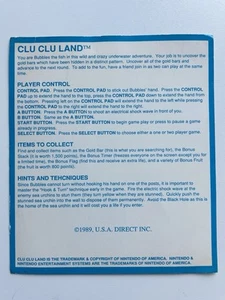 CLU CLU LAND NES Nintendo nur Anleitung Karte Spieltipps Techniken - Bild 1 von 2