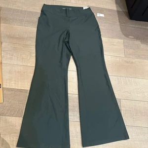 ANTIGUO AZUL MARINO MUJER XL EXTRA ALTO TIRO VERDE LEGGINGS ACAMPANADOS NUEVO - Imagen 1 de 10