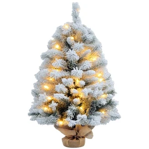 HOMCOM 3ft Artificial Christmas Tree with LED Light, Concrete Base - Picture 1 of 12