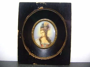  Antique Hand painted on celluloid with frame  signed  - Picture 1 of 8