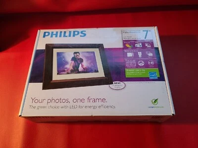 NEW Philips home essentials digital frame 7” lcd panel Mahogany Wood Frame - Image 1 of 4