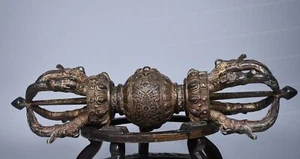 Antiker tibetischer Ritual Vajra - 37 cm schwerer Guss mit heiligen Symbolen - Bild 1 von 9