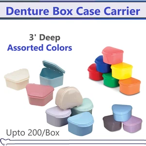 Dental Denture box case carrier assorted color, 3" Inch Deep, 8 Assorted Colors - Picture 1 of 4