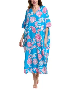 Natori Sanremo Caftan Dress Nightgown Women's S Blue & Cotton Candy $198 NWT - Picture 1 of 8
