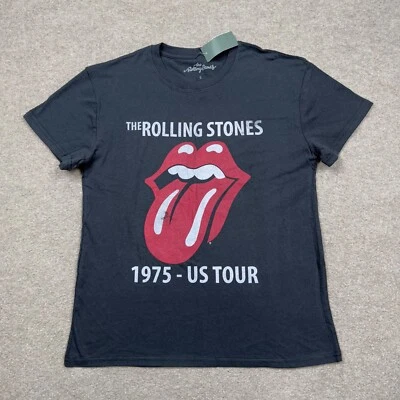 The Rolling Stones Shirt Womens Large L Black Short Sleeve 1975 Tour Retro Logo - Image 1 of 4