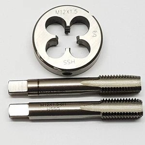 M12 x 1,5 Schneideisen + 2 tlg. Handgewindebohrer Feingewinde Gewindebohrer - Bild 1 von 3