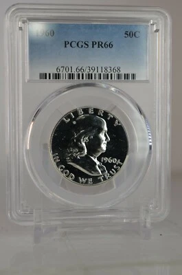 PR66 1960 PCGS GRADED FRANKLIN SILVER HALF DOLLAR 50C PROOF UNCIRCULATED COIN - Image 1 of 4
