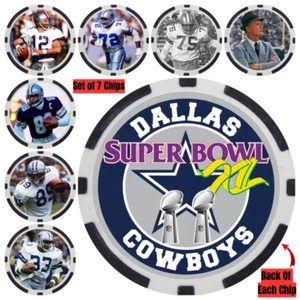 COWBOYS SUPER BOWL XII PLAYERS - 7 POKER CHIP SET - Picture 1 of 2