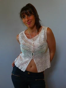 Vintage retro true 1990s M lace knit top vest Le Lis Blanc as new - Bild 1 von 6