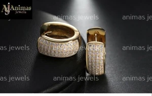 2 Ct Moissanite Pave Set Cluster Huggie Hoops Earrings 14K Yellow Gold Plated - Picture 1 of 2