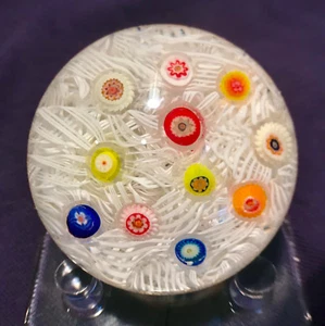 Strathearn Paperweight. Murrini canes in upset muslin - Picture 1 of 3