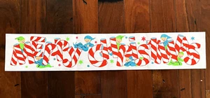 Vtg. Christmas Felt Color Print Pennant Banner Candy Cane Merry Christmas 38 X 7 - Picture 1 of 6