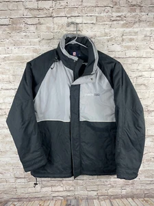 VTG 90s Chaps Ralph Lauren Coat Sz Large Black Gray Zip Up Winter Jacket Puffer - Picture 1 of 8