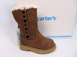 NEW Carter's Girls Suesue Fashion Boot Brown Size 5 Toddler Faux Fur Hearts 2199