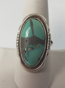 Native American NA Ring Sz 9 Turq Sterling T Yazzie Navajo - My "Happy Rabbit" - Picture 1 of 9