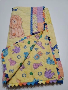 Babydecke Handarbeit Zebra Giraffe Teddybär ABC'S Hase Pinguin Löwe Sterne - Bild 1 von 12