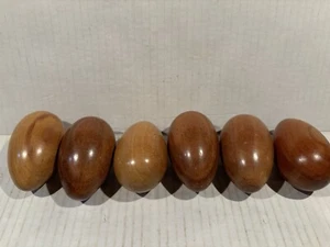Wooden Eggs Lot Of 6 Vintage Brown Beautiful - Picture 1 of 4