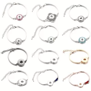 Bracciale Donna Intercambiabile Bottone a Scatto Braccialetti Ciondoli 12mm 18mm 1pz - Foto 1 di 22