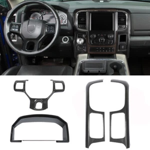Carbon Fiber Steering Wheel Navigation Cover Trim Kit For Dodge Ram 1500 2010-17 - Picture 1 of 13