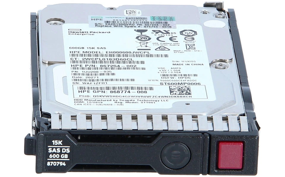 870757-B21 HPE 600GB SAS 12G Enterprise 15K SFF (2.5in) HDD - Image 1 of 1