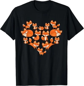 Fox For Women Girls Kids Heart Gifts Poses Cute Fox T-Shirt - Picture 1 of 3