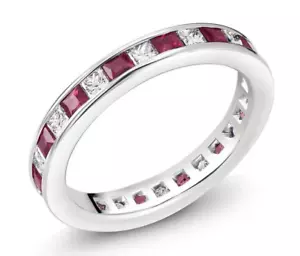 Brilliant Ruby & Cubic Zirconia In 935 Silver Women's Fashion Anniversary Ring - Picture 1 of 4