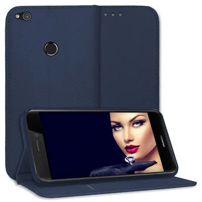 Custodia protettiva a libro per Huawei P8 Lite 2017/P9 Lite 2017 Cover Book blu - Immagine 1 di 4