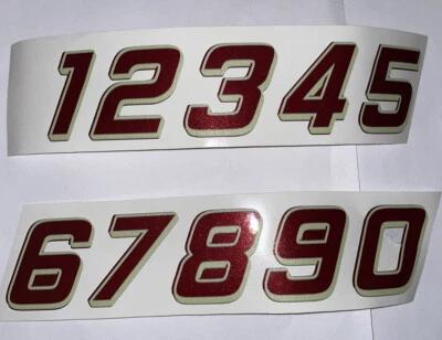 金属色勃艮第带米色阴影数字 #0,1-9 R/c 汽车乙烯基盒 L2 — 第 1/4 张图片