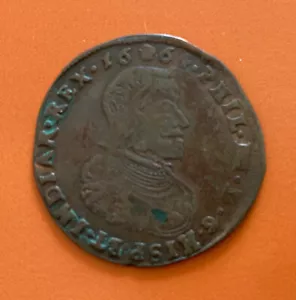 1664 SPANISH-NETHERLANDS "KING PHILLIP OF SPAIN" JETON RARE. - Picture 1 of 2