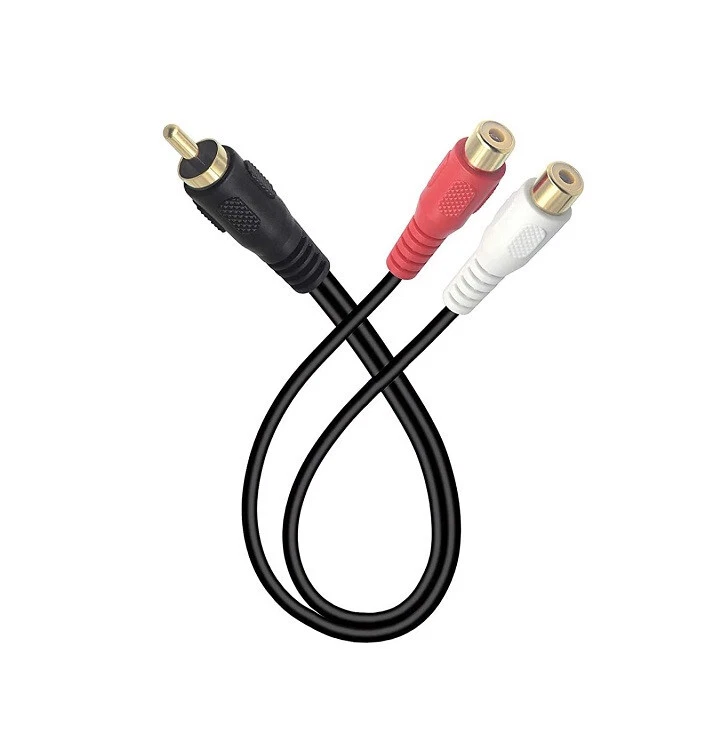 Premium RCA Male to 2RCA Female Splitter Cable Stereo Audio Adapter Gold Plated - Image 1 of 4