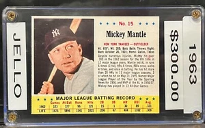 Baseball Card 1963 jello box cut in hard case MICKEY MANTLE likely gradable NICE - Picture 1 of 2