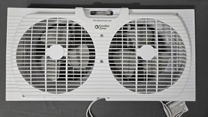 Window FanComfort Zone Twin 3 Speed Hi Low Night White Unit Tested Works - Picture 1 of 6