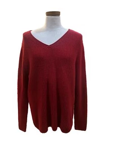 Lands' End Women's V-Neck Pullover Sweater Size XL - Red - Picture 1 of 3