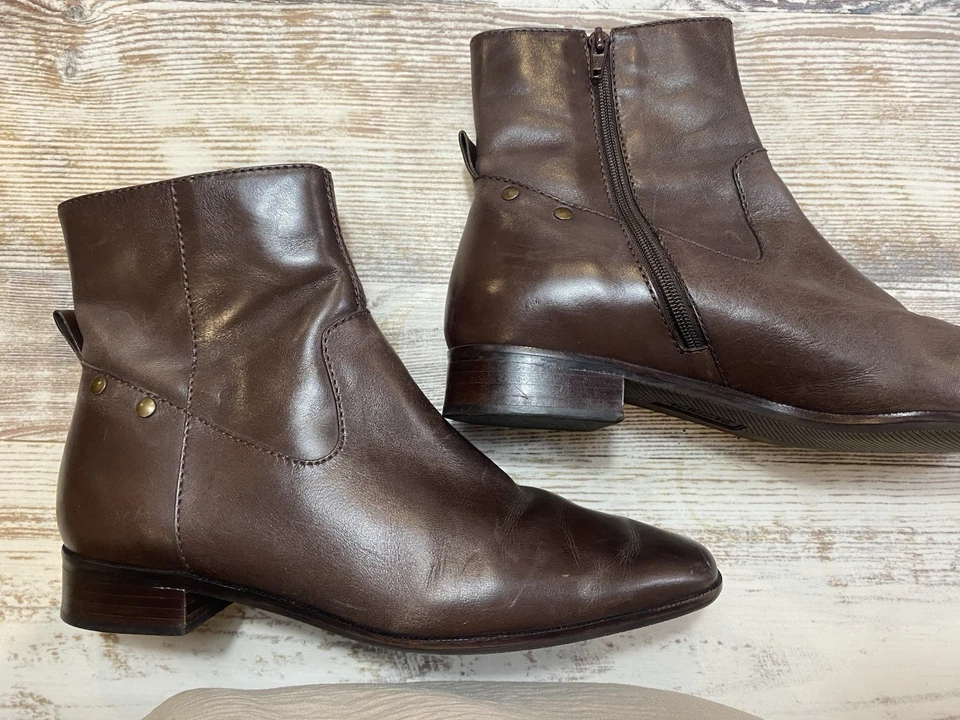 Talbots Womens Ankle Boots Leather Brown Zip Up Size 7B - Image 1 of 4