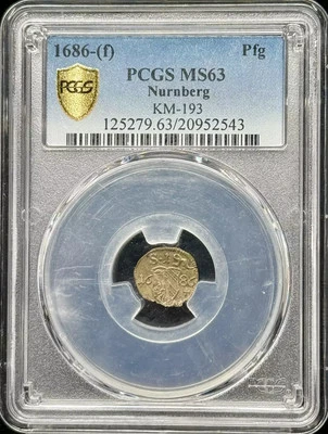 1686 GERMAN STATES Billon PFENNIG PCGS MS-63 KM-193 - Image 1 of 3
