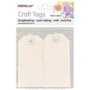 Craft Tag with String 96x48mm 220gsm 12pk - Cream - Picture 1 of 1