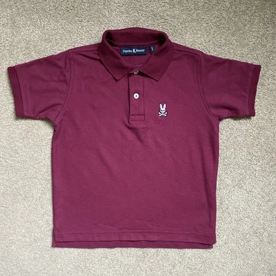 Boys Psycho Bunny Size S 7/8 Cranberry Short Sleeve Polo Shirt Great For Holiday - Image 1 of 4